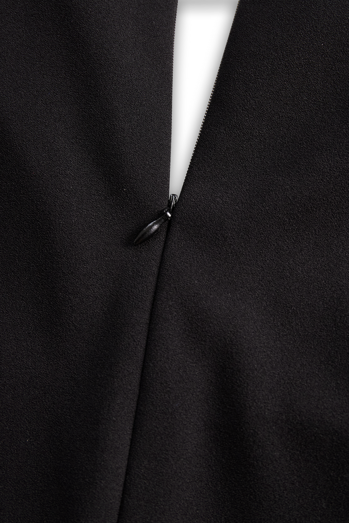 CATHERINE | REFINED BLACK BELTED DRESS