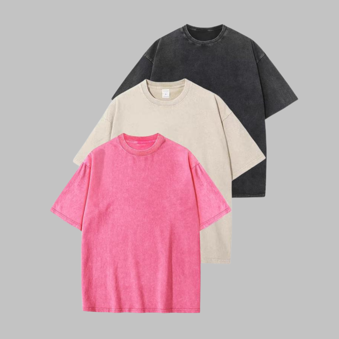 Afina | Casual Oversized Wash Crew Neck Unisex Shirt