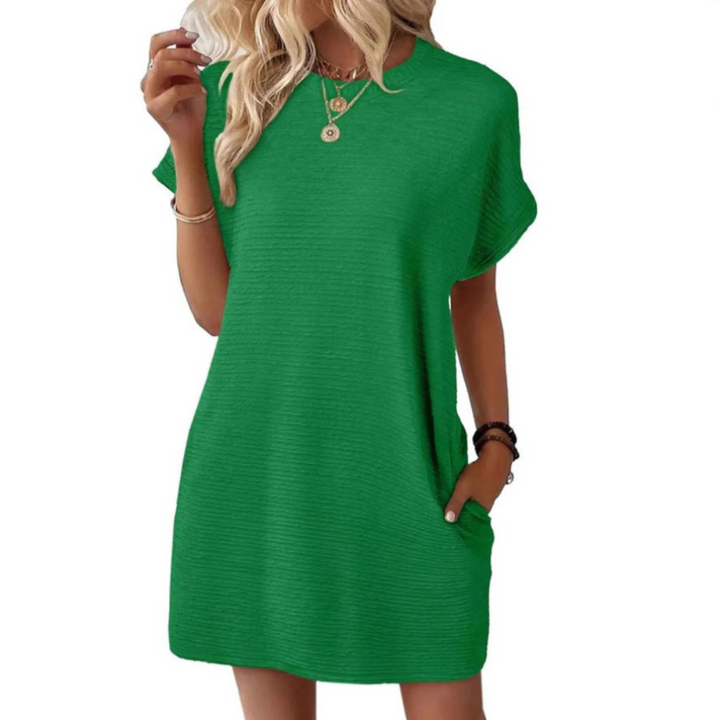 Evasha | Casual Minimalist Round Neck Summer Dress