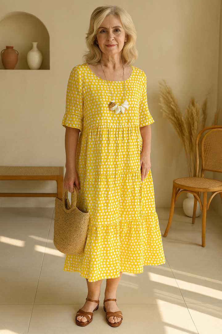 STELLA | SHORT-SLEEVE MIDI DRESS