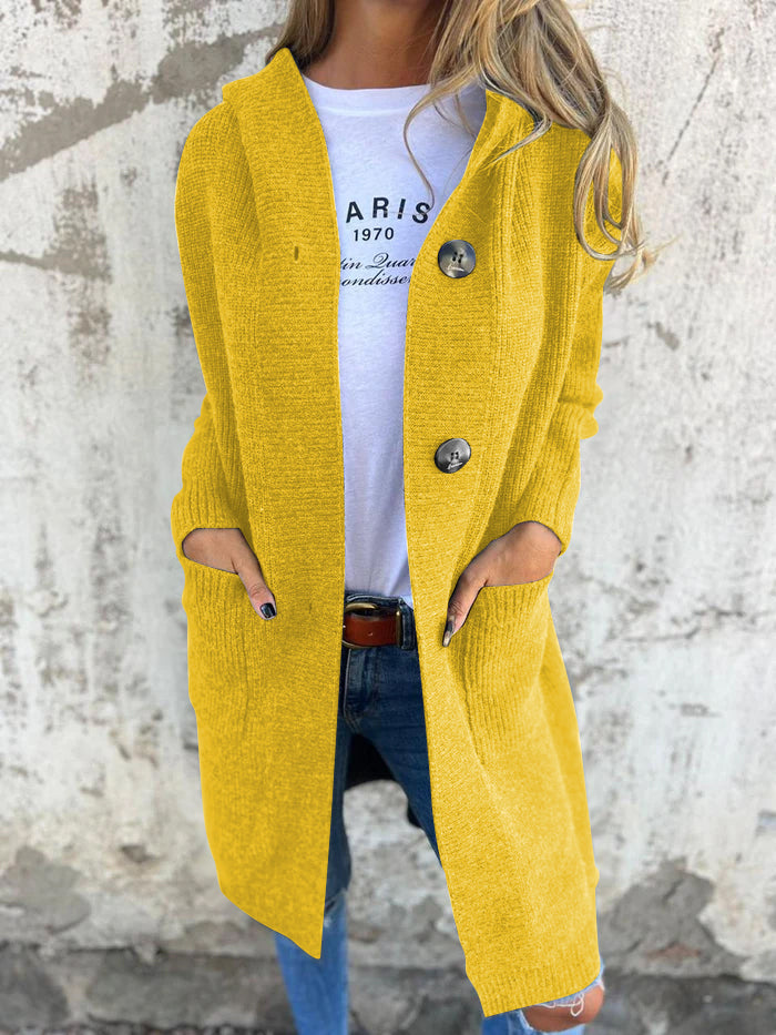 Veronica | Women's Hooded Longline Knit Cardigan with Button Front