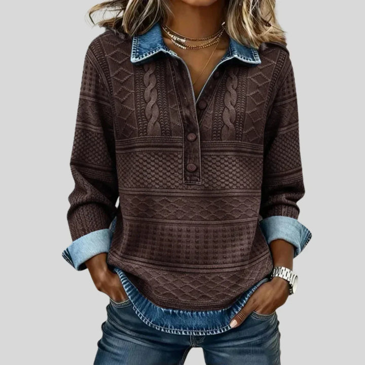 Azalea | Vintage Cable Knit Collared Jumper
