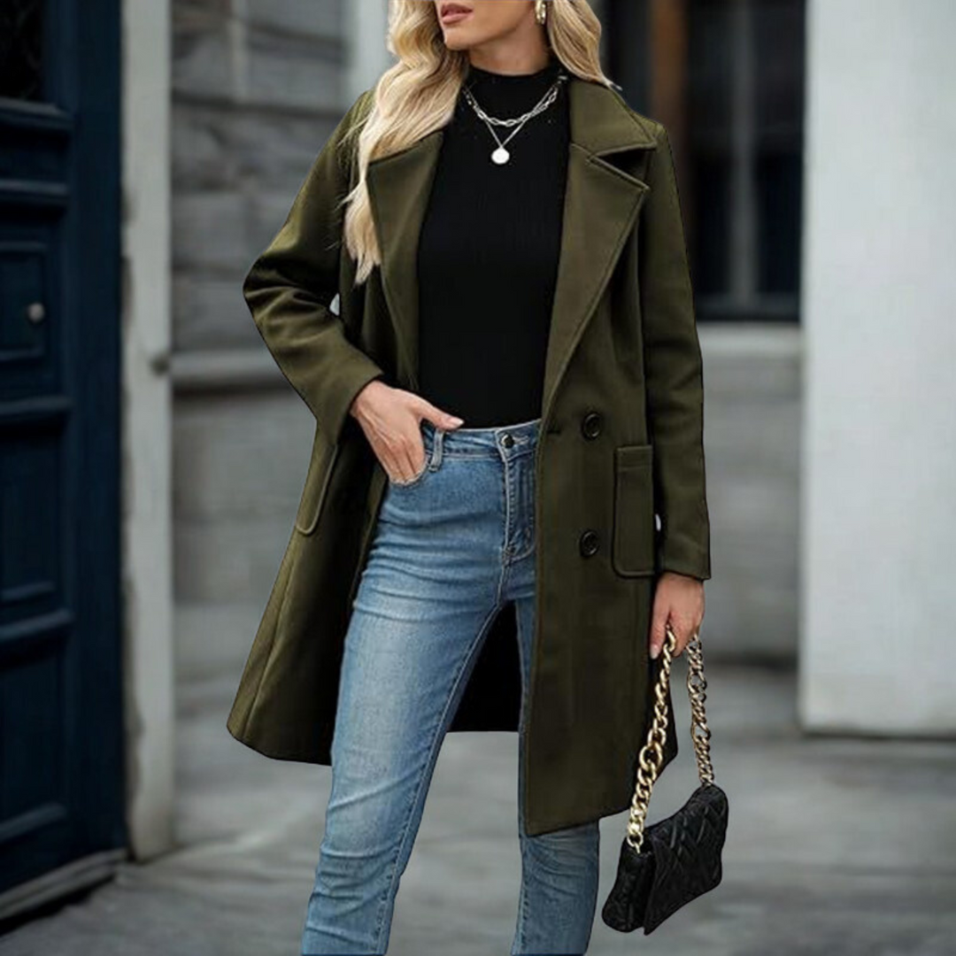 Demi | Casual Mid Length Button Open Front Coat