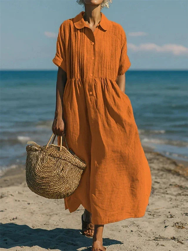 Alice | Cotton Button Shirt Midi Dress