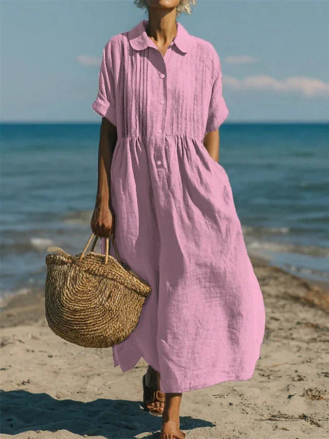 Alice | Cotton Button Shirt Midi Dress