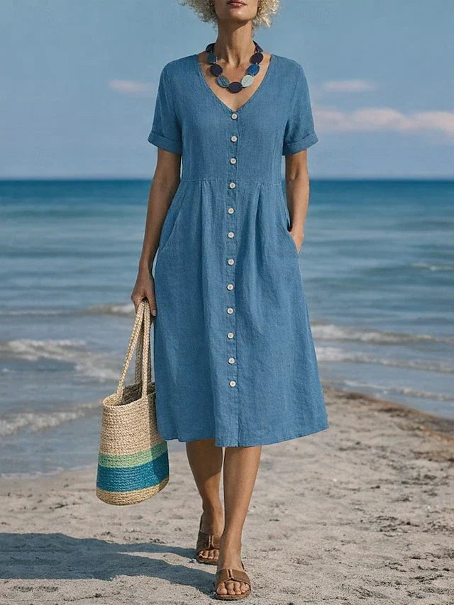Barbara | Elegant Button Midi Dress