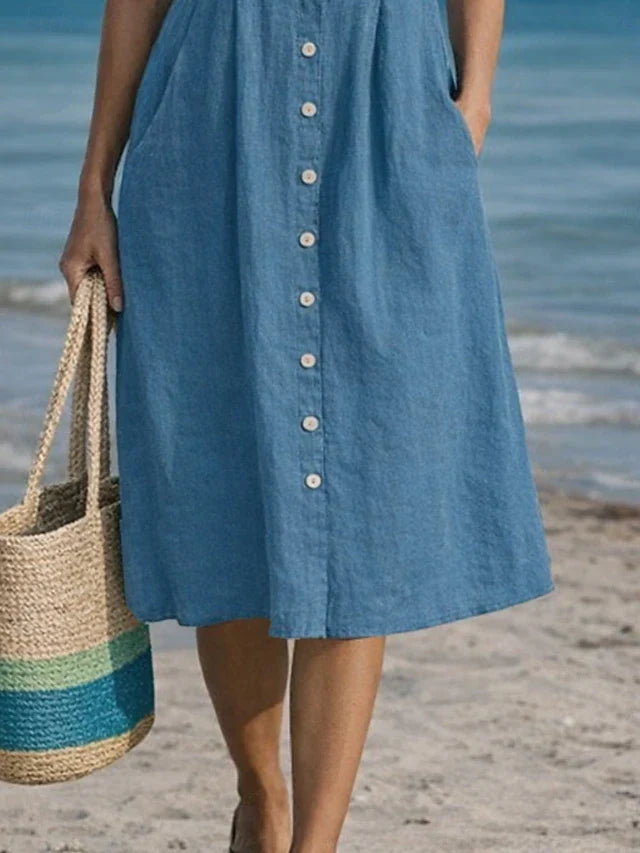 Barbara | Elegant Button Midi Dress