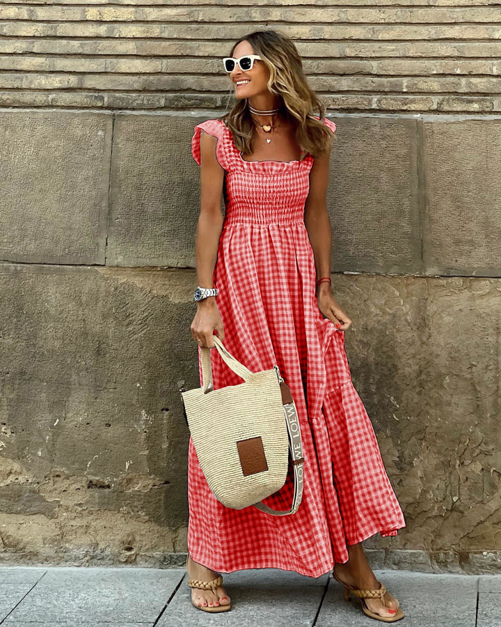 Nancy | Chic Retro Plaid  Maxi Dress