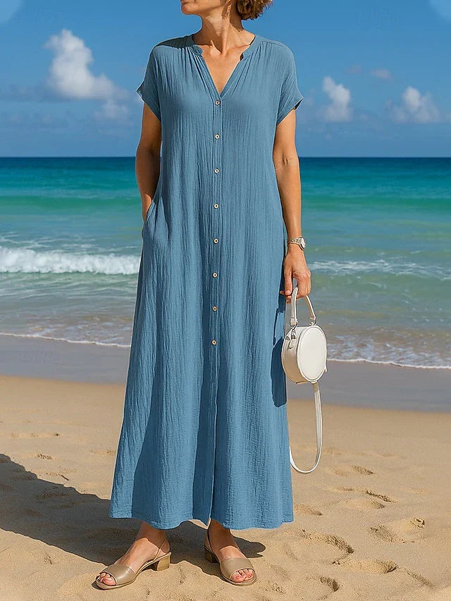 Sybil | Flowy Button Midi Dress