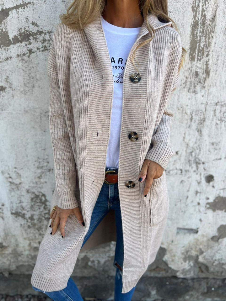 Veronica | Women's Hooded Longline Knit Cardigan with Button Front