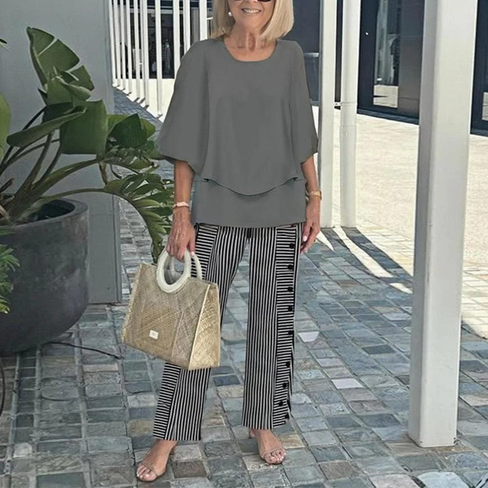 Wenda Effortless Two-Piece Set | Relaxed Top and Wide-Leg Trousers
