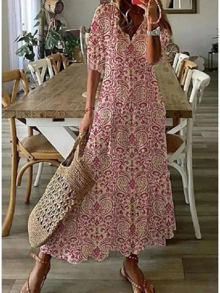 SUZANNE | BOHO VINTAGE V-NECK SUMMER DRESS